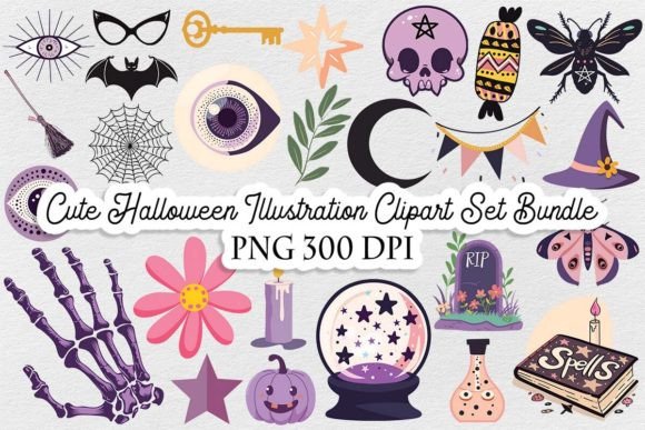 Download Cute Halloween Illustration Clipart Set - Clipart Collection