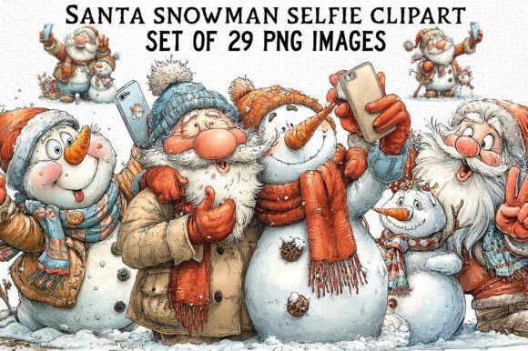 Download Santa Snowman Selfie Clipart - Clipart Collection