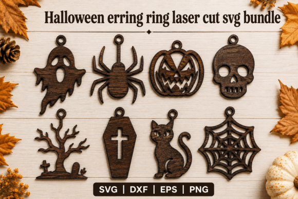 Download Halloween Earring SVG Bundle Laser Cut - Halloween earring Collection