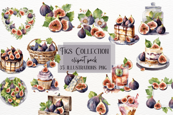 Download Watercolor Fig Clipart, Cakes with Figs - Clipart Collection