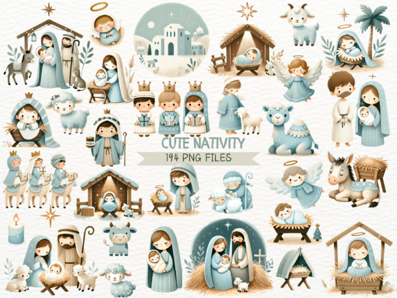 Download Cute Christmas Nativity Clipart Bundle - Clipart Collection