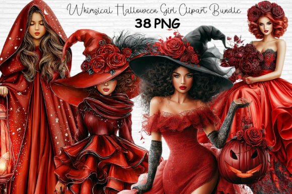 Download Whimsical Halloween Girl Clipart Bundle - Clipart Collection