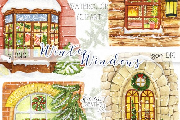 Download Watercolor Winter Windows Clipart. - Clipart Collection