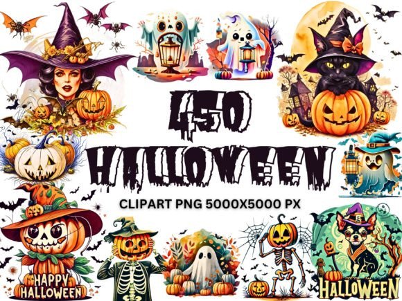 Download 450 Halloween Clipart Bundle PNG SVG - Clipart Collection