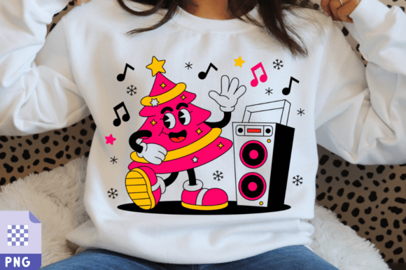 Download Retro Christmas Tree Cartoon Clipart PNG - Clipart Collection