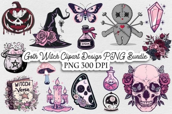 Download Goth Witch Clipart Design PNG Bundle - Clipart Collection