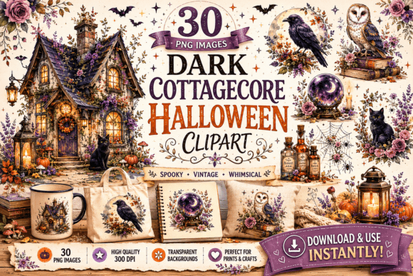 Download Dark Cottagecore Halloween Clipart - Clipart Collection