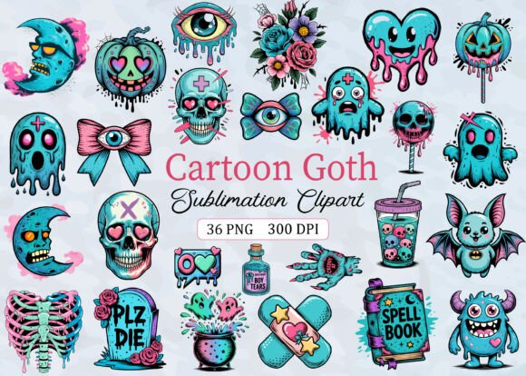 Download Cartoon Goth Sublimation Clipart Bundle - Clipart Collection