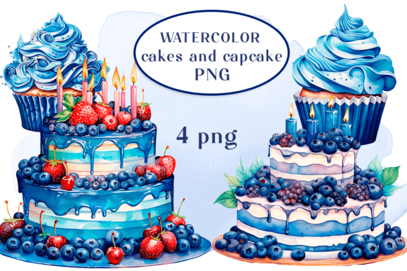 Download Watercolor Cakes and Cupcake PNG Clipart - Clipart Collection