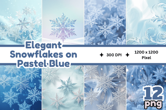 Download Elegant Snowflakes on Pastel Blue - Premium Bundle