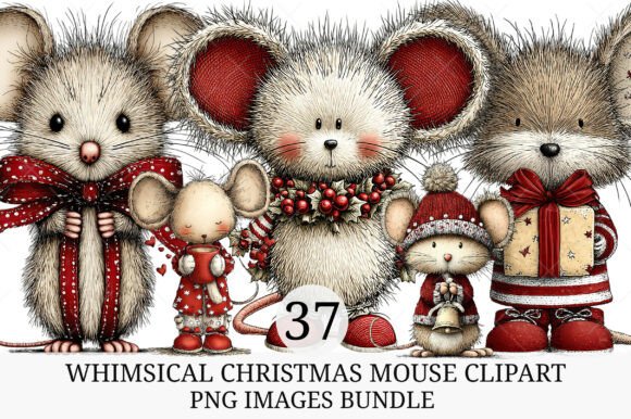 Download Whimsical Christmas Mouse Clipart - Clipart Collection