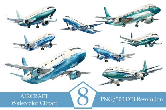Download Watercolor Commercial Airplane, Clipart - Clipart Collection