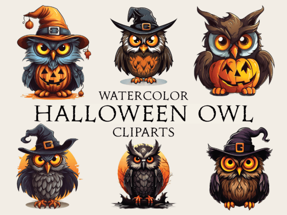Download Watercolor Halloween Owl Cliparts - Clipart Collection
