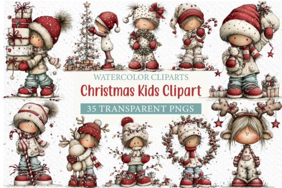 Download Christmas Kids Clipart Bundle - Clipart Collection