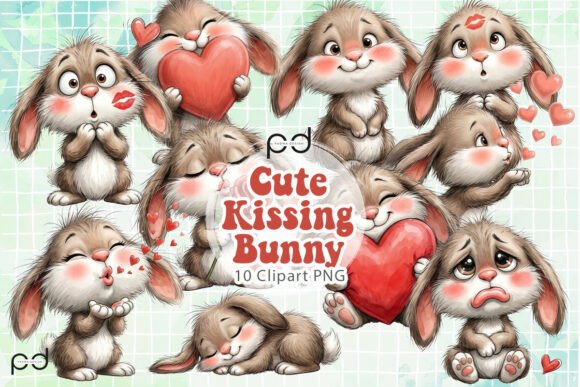 Download Cute Kissing Bunny Clipart Graphics - Clipart Collection