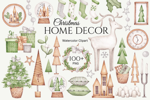 Download Watercolor Clipart Christmas Home Decor - Clipart Collection