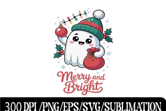 Download Cute Ghost Merry and Bright Christmas De - Christmas de Collection