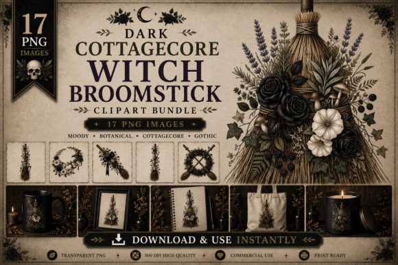 Download Dark Cottagecore Witch Broom Clipart - Clipart Collection