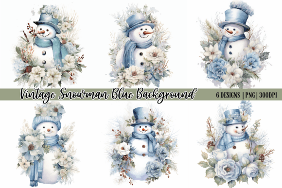 Download Vintage Snowman Pastel Blue Background - Pastel blue background Collection