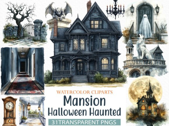 Download Mansion Halloween Haunted Clipart - Clipart Collection