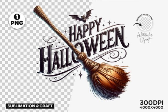 Download Happy Halloween Witch Broom Clipart PNG - Clipart Collection