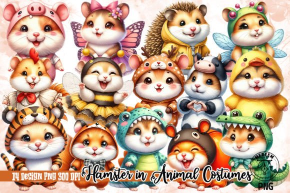 Download Cute Hamster in Animal Costumes Clipart - Clipart Collection