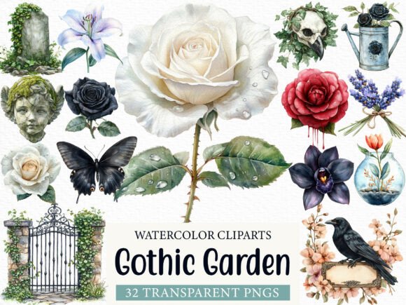 Download Watercolor Gothic Garden Clipart - Clipart Collection