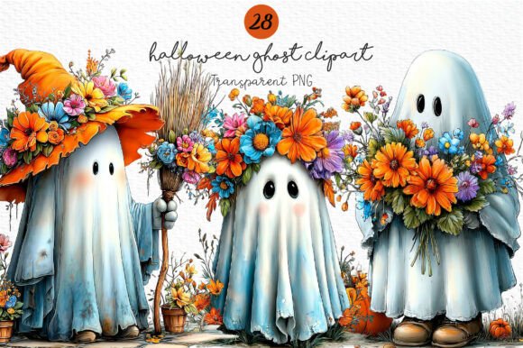 Download Whimsical Halloween Ghost Clipart Bundle - Clipart Collection