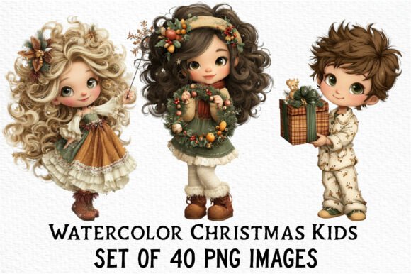Download Watercolor Christmas Kids Clipart - Clipart Collection