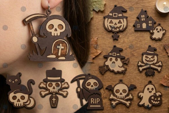 Download Multi Layer Halloween Earring SVG Bundle - Halloween earring Collection