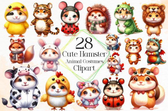 Download Cute Hamster in Animal Costumes Clipart - Clipart Collection