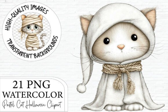 Download Pastel Halloween Cat Clipart Bundle - Clipart Collection