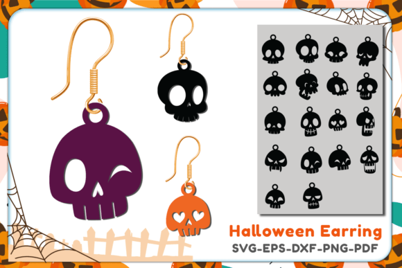 Download Halloween Earring Svg,18 Skull Skeleton - Halloween earring Collection