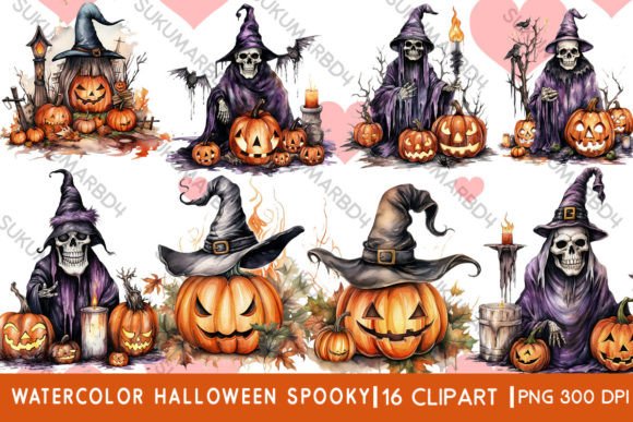 Download Watercolor Halloween Spooky Clipart - Clipart Collection