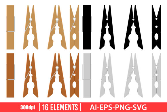 Download Clothes Pin Clipart Vector Design - Clipart Collection