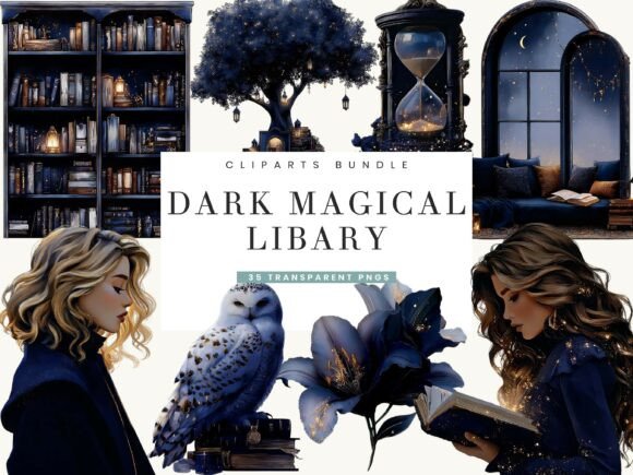 Download Dark Magical Libary Clipart Bundle - Clipart Collection