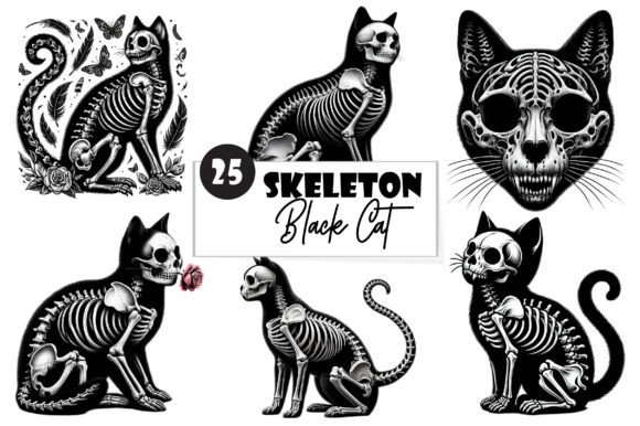 Download Skeleton Black Cat Sublimation Clipart - Clipart Collection