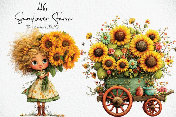Download Cute Sunflower Farm PNG Clipart - Clipart Collection