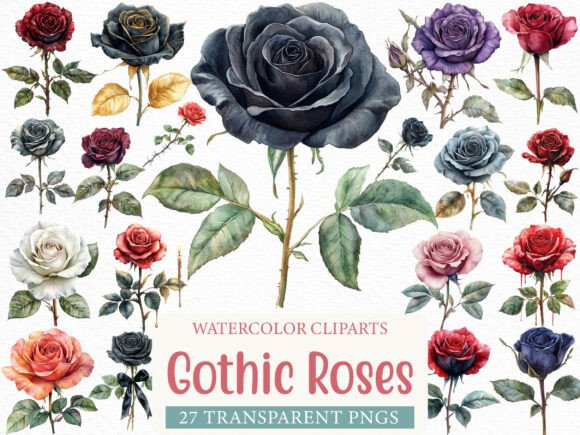 Download Gothic Roses Clipart Bundle - Clipart Collection