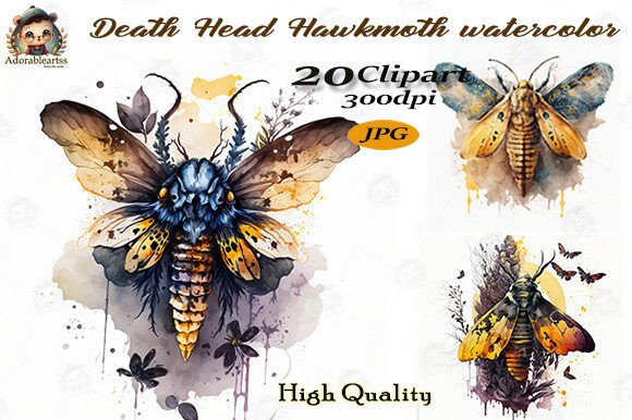 Download Death Head Hawkmoth Watercolor Clipart - Clipart Collection