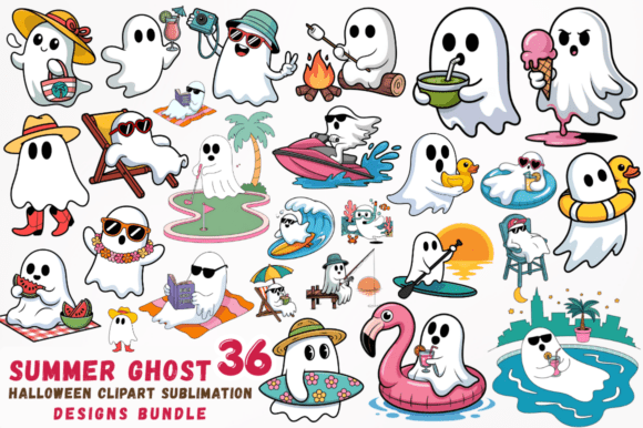 Download Summer Ghost Halloween Clipart Designs B - Clipart Collection