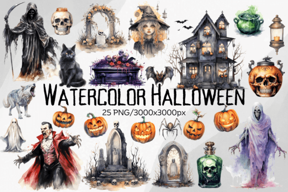 Download Watercolor Halloween Spooky Clipart - Clipart Collection