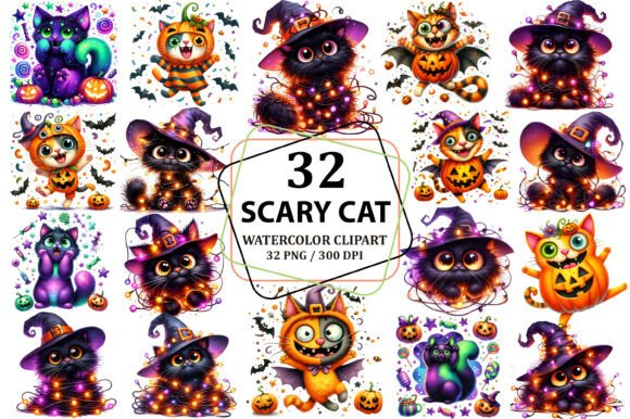 Download Funny Halloween Scary Cat Clipart PNG - Clipart Collection