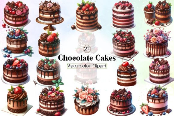 Download Watercolor Chocolate Cakes Clipart - Clipart Collection